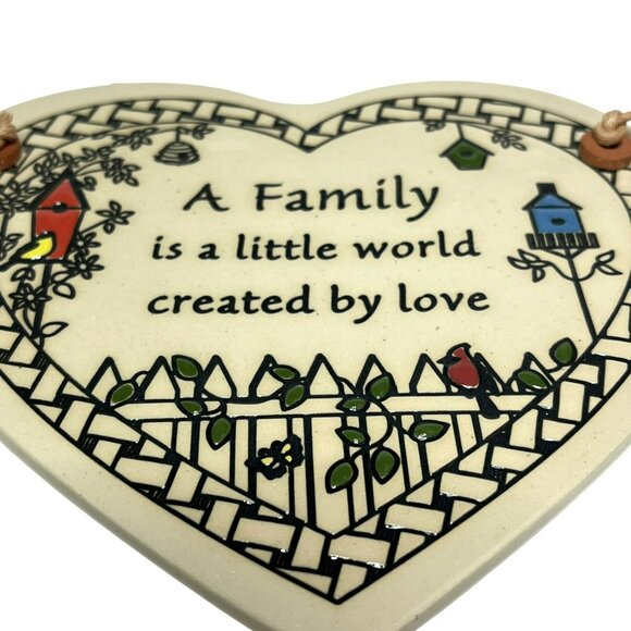 Trinity Pottery Heart-Shaped Ceramic Wall Plaque Family Birdhouses - Picture 3 of 8